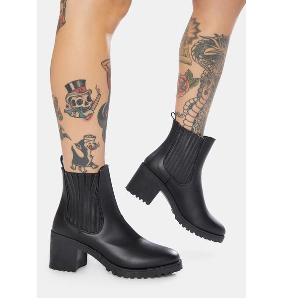 leather boots with small heel