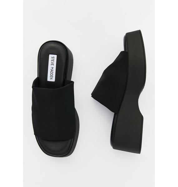 steve madden black platform slides