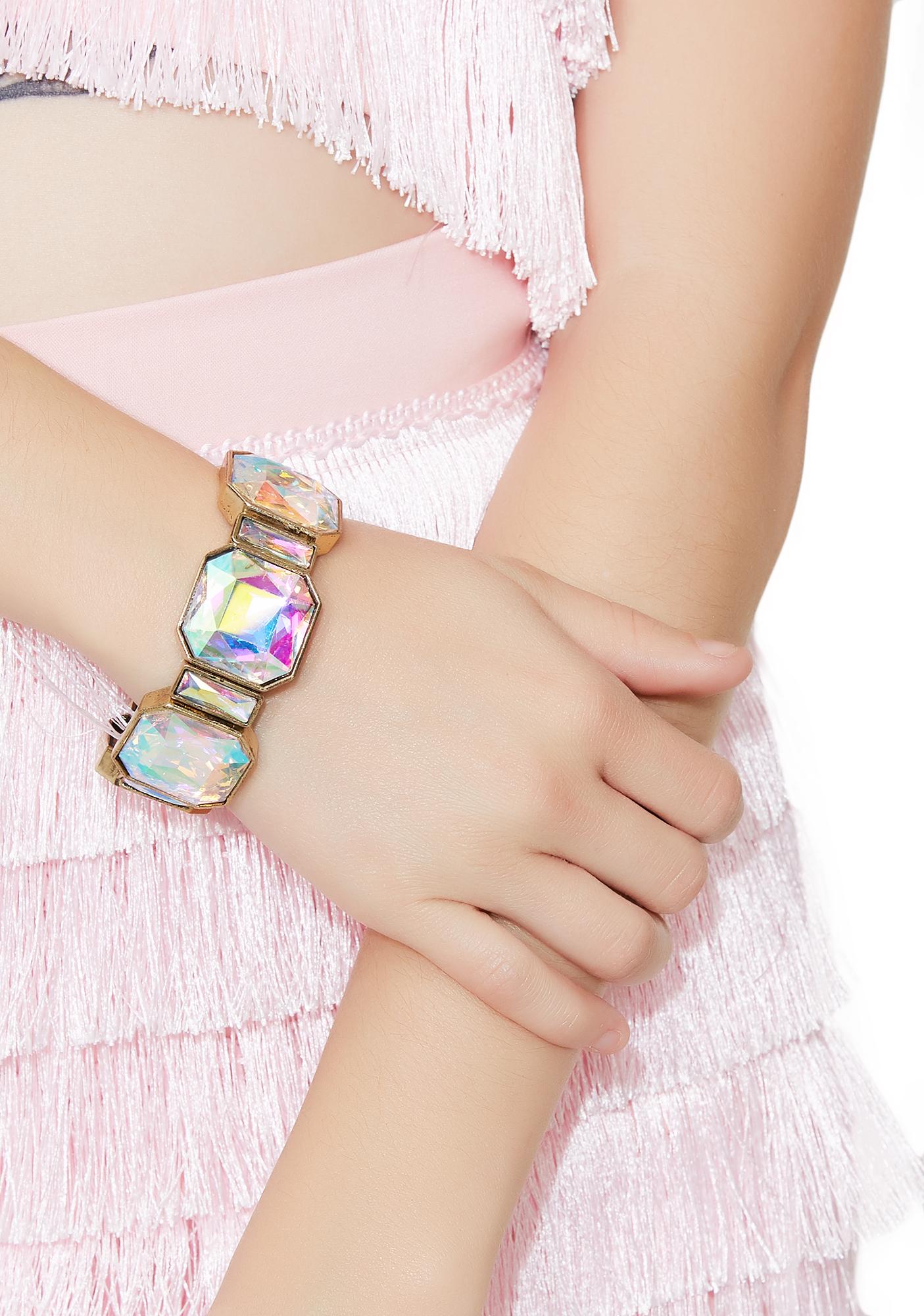 Square Iridescent Rhinestone Bracelet Dolls Kill