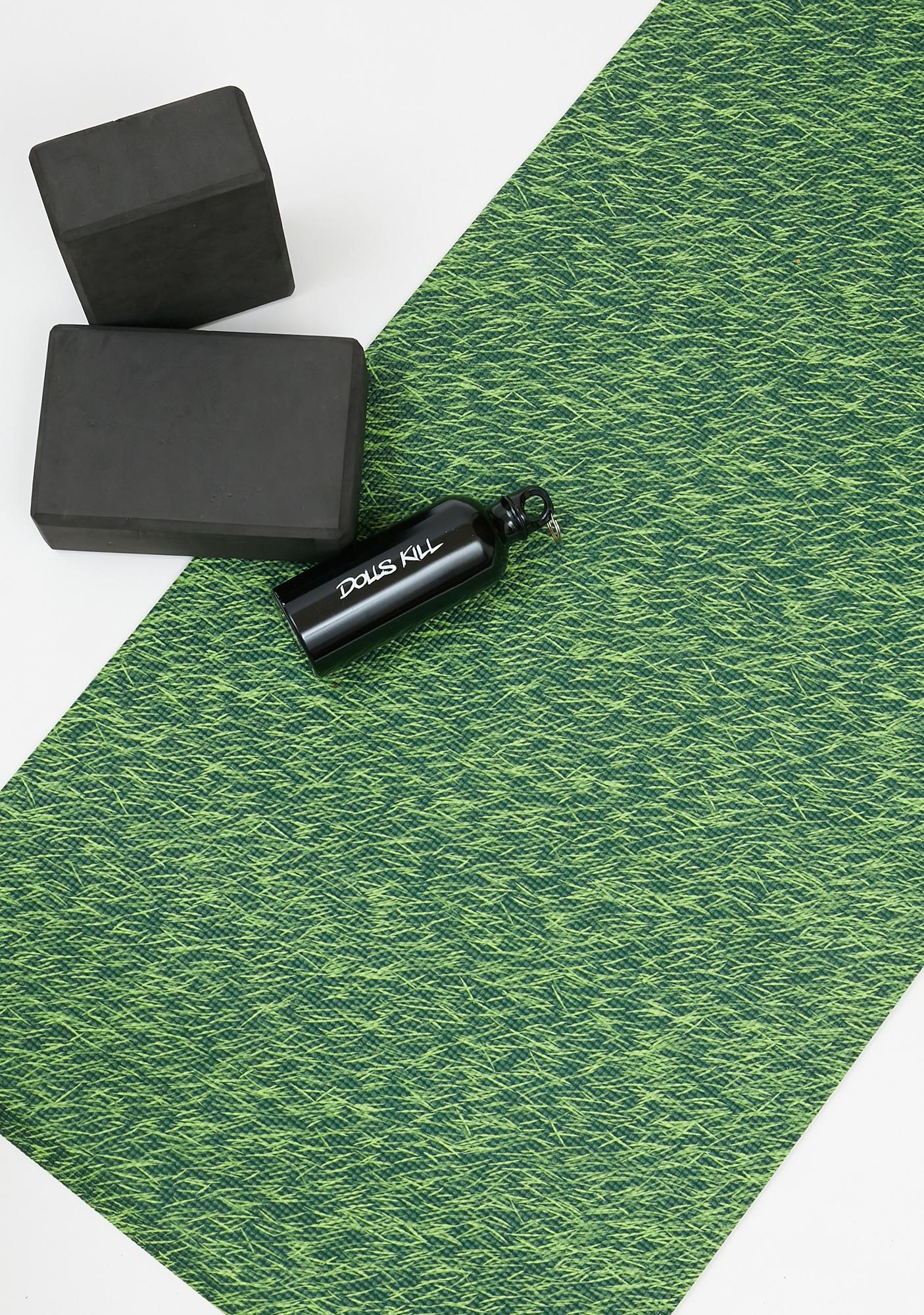 Grass Print Yoga Mat With Carrying Strap Green Dolls Kill