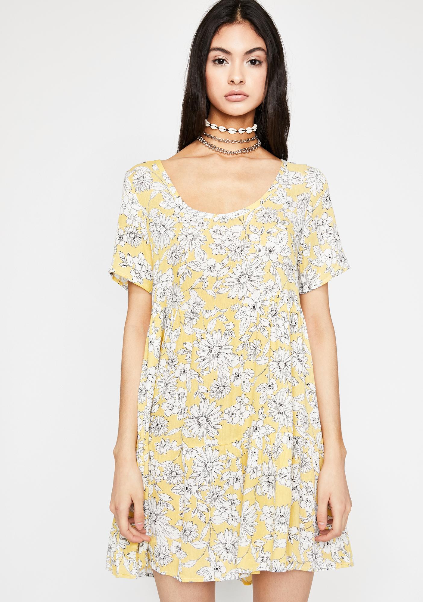 Yellow Floral Babydoll Dress | Dolls Kill