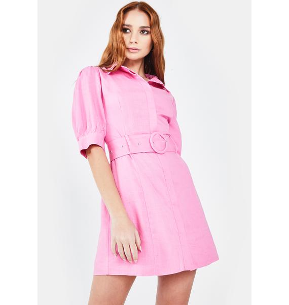 Glamorous Hot Pink Belted Shirt Dress | Dolls Kill