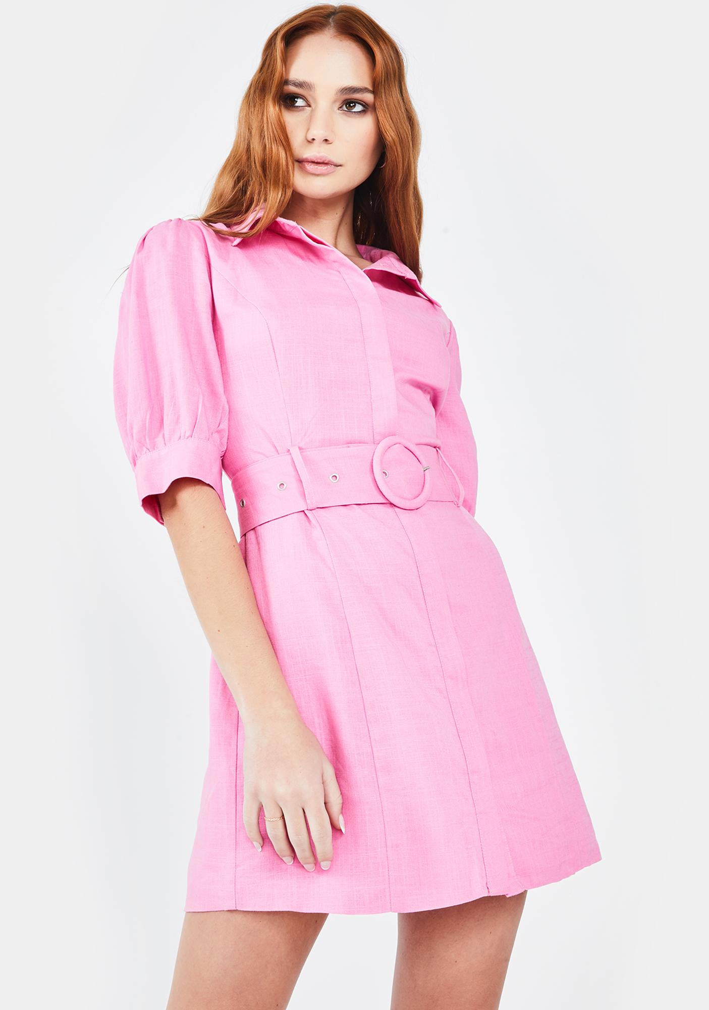 Glamorous Hot Pink Belted Shirt Dress Dolls Kill