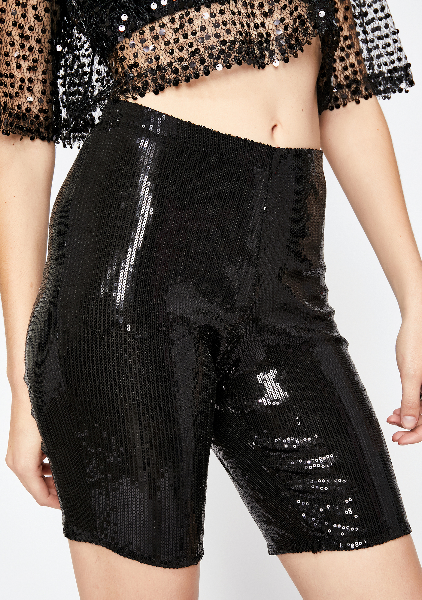 sequin biker shorts