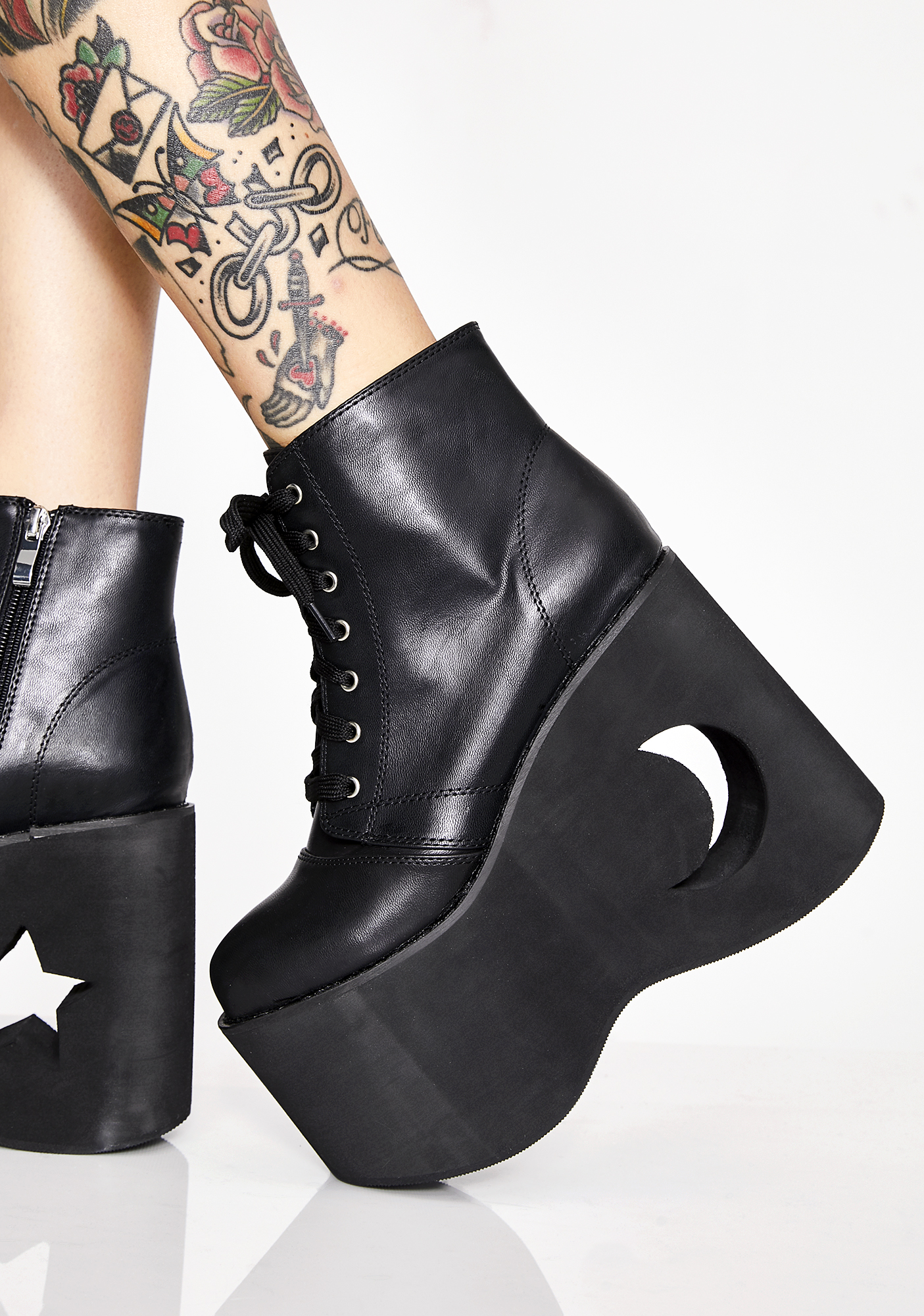 dolls kill black platform boots