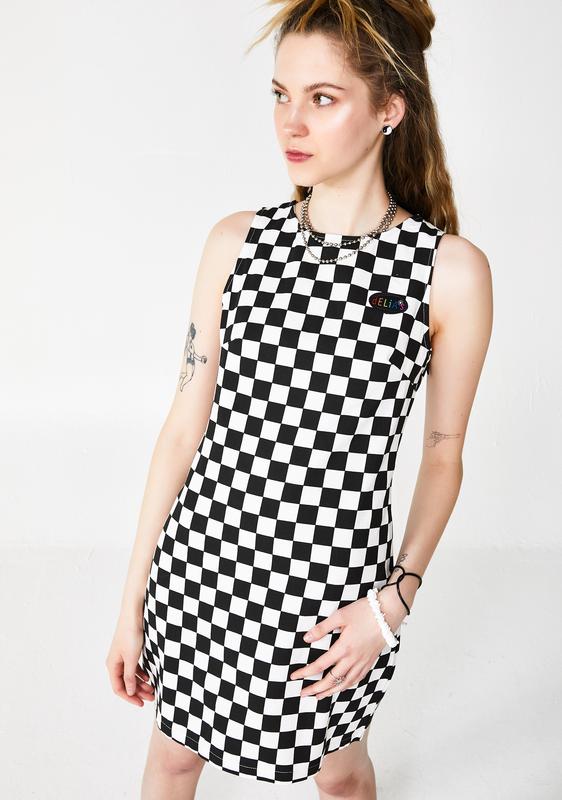 checkered shift dress