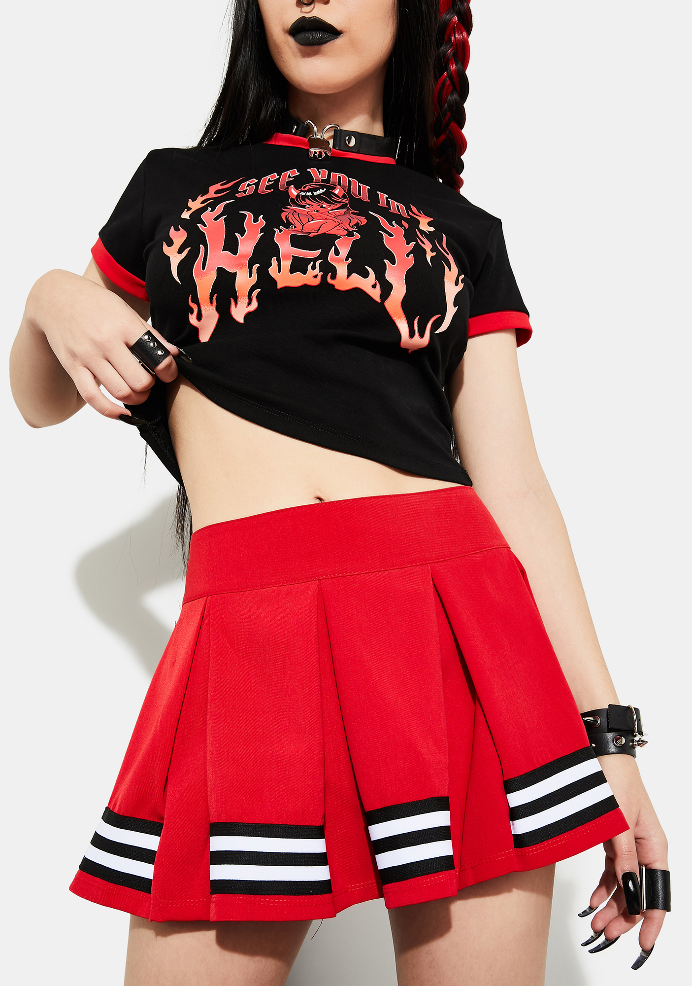 pleated mini cheerleader skirt