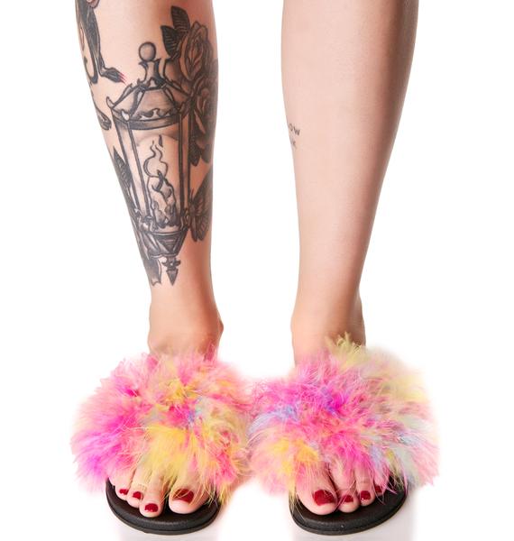 pink fluffy slides
