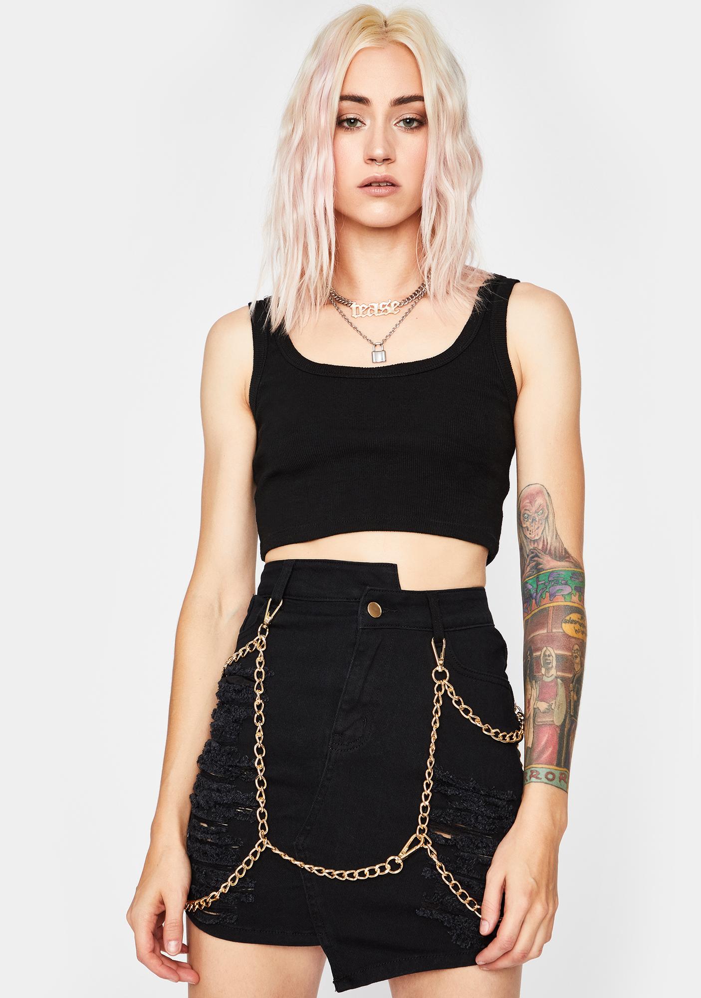 Chain Mini Skirt Distressed Black | Dolls Kill