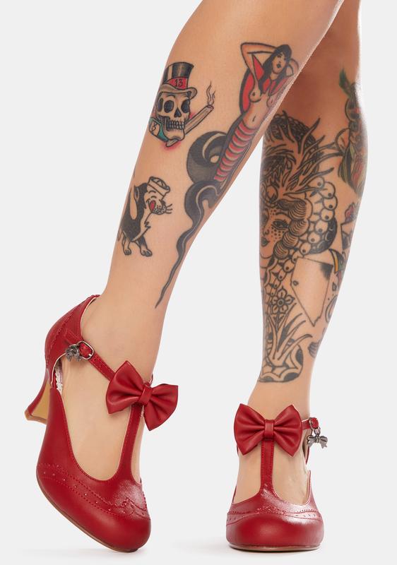 red bow tie heels