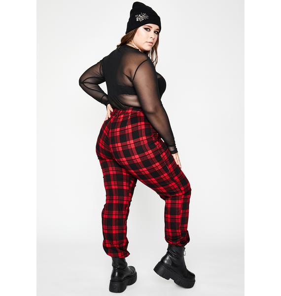 red plaid joggers womens