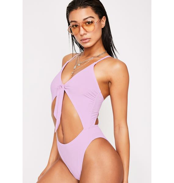 Dippin Daisys Lilac Tie Front Cheeky One Piece Bikini Dolls Kill 