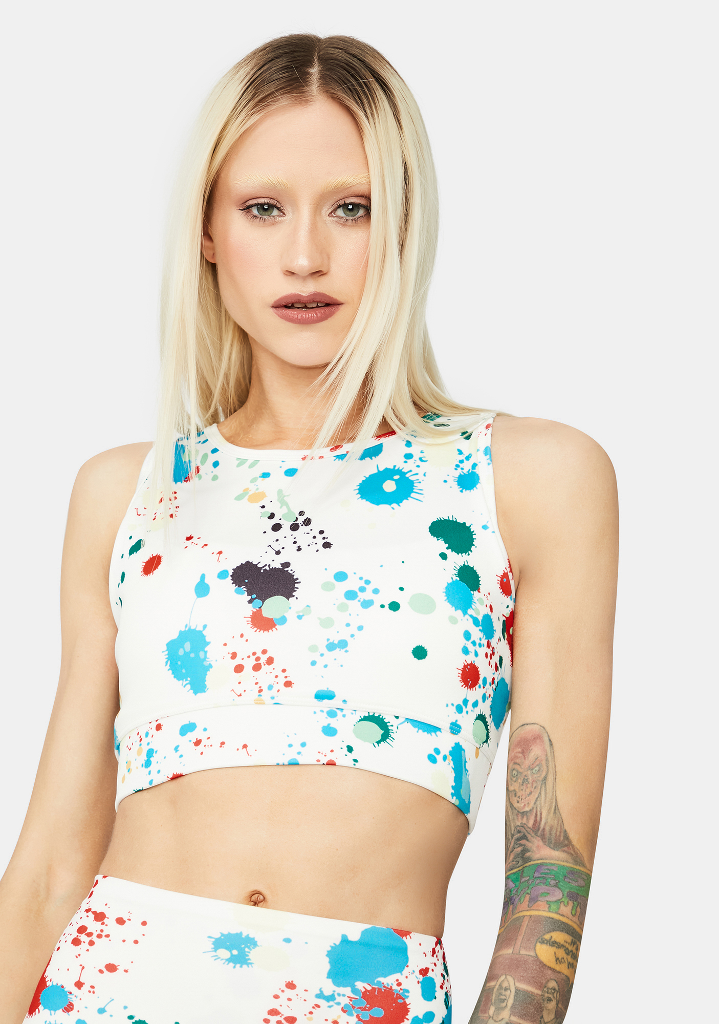 Racerback Paint Splatter Sports Bra Multicolor Dolls Kill