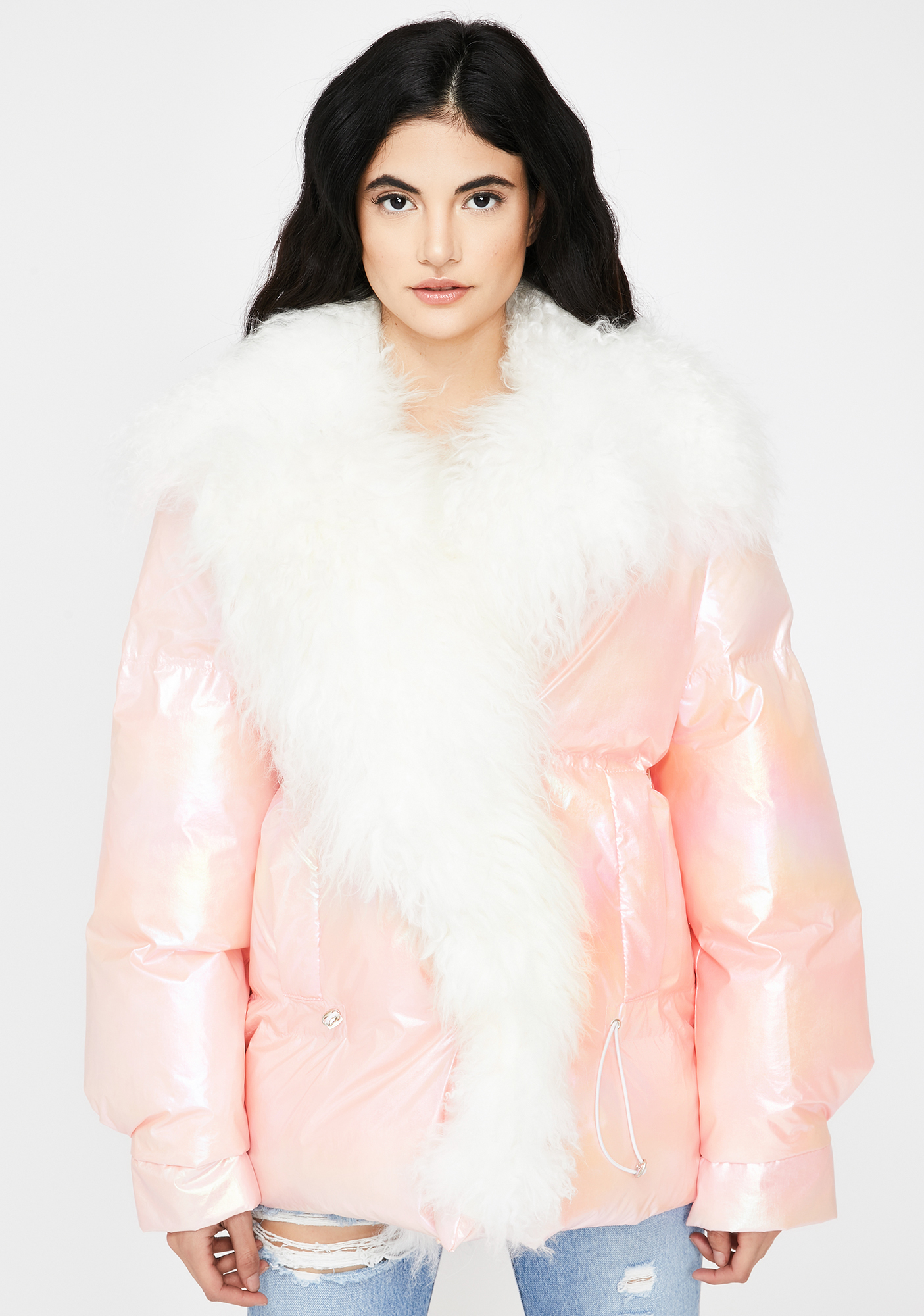 metallic pink coat