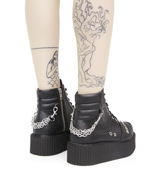 Demonia Whiplash Studded Creepers Dolls Kill