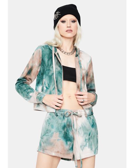 tie dye biker shorts and shirt set