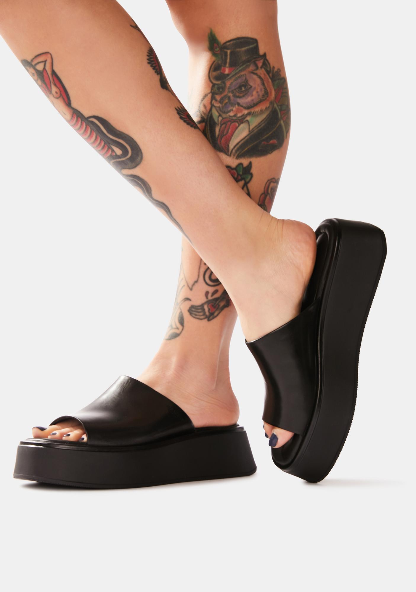 leather platform slides