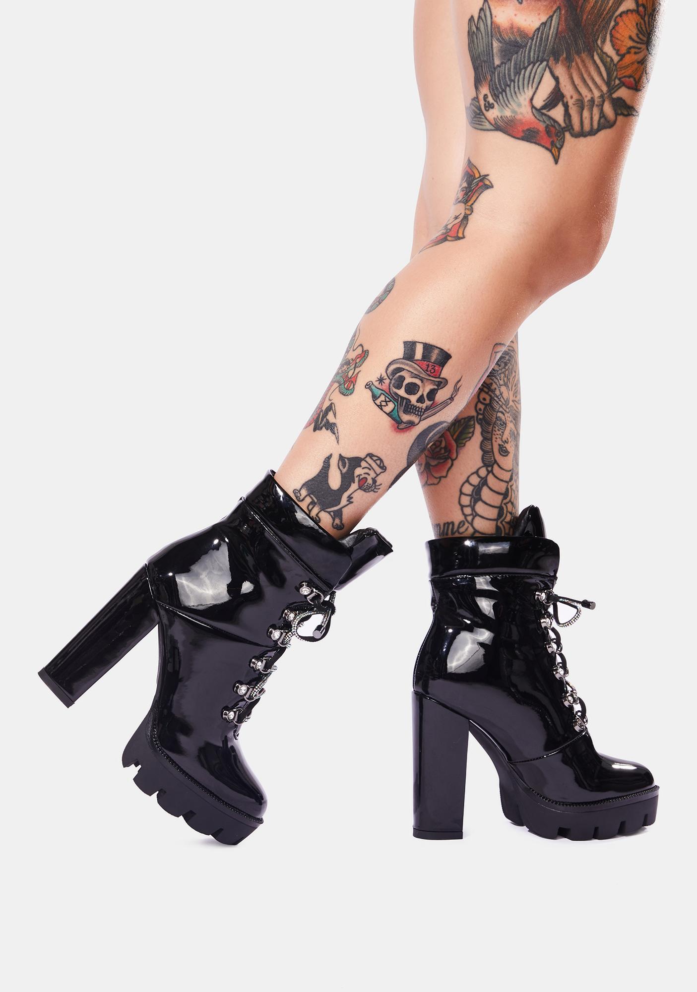 Azalea Wang Raw Lace Up Boots Dolls Kill