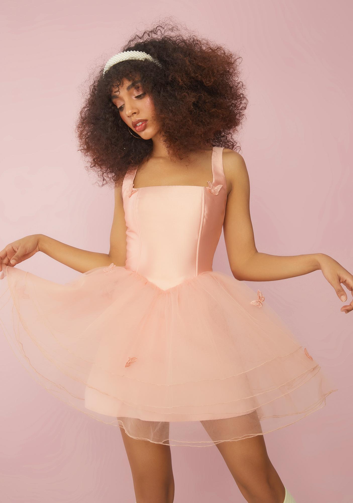 Download Sugar Thrillz Satin Butterfly Layered Organza Tutu Dress Pink Dolls Kill