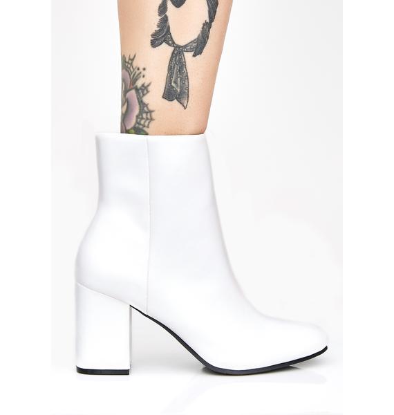 White Vegan Leather Ankle Boots | Dolls Kill