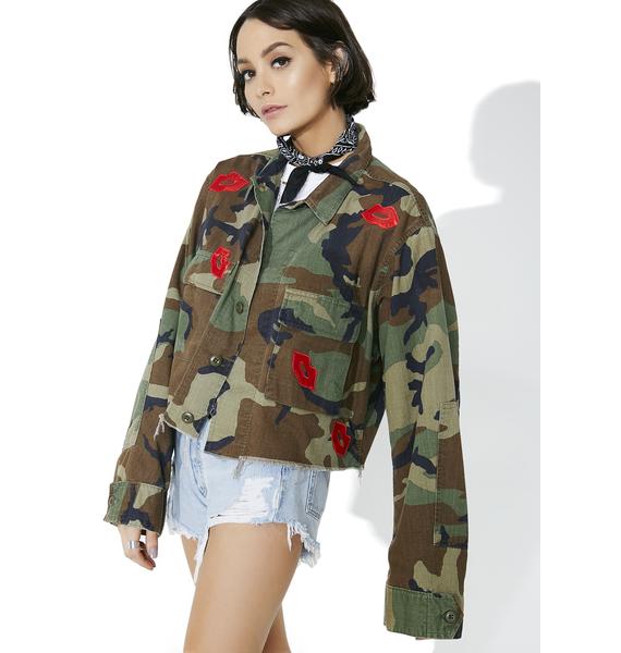 American Vintage Lip Patches Camo Jacket Dolls Kill