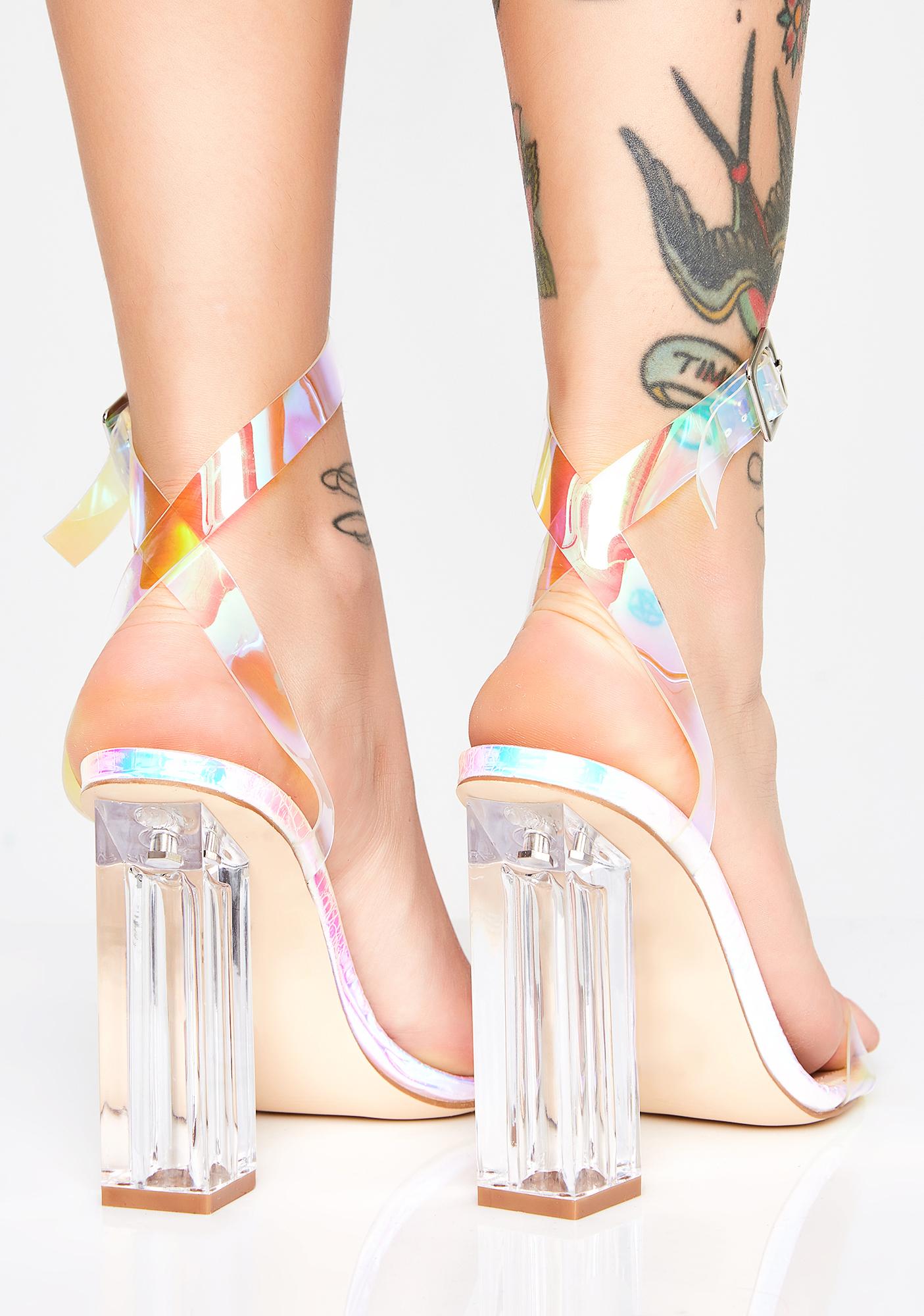 iridescent platform heels
