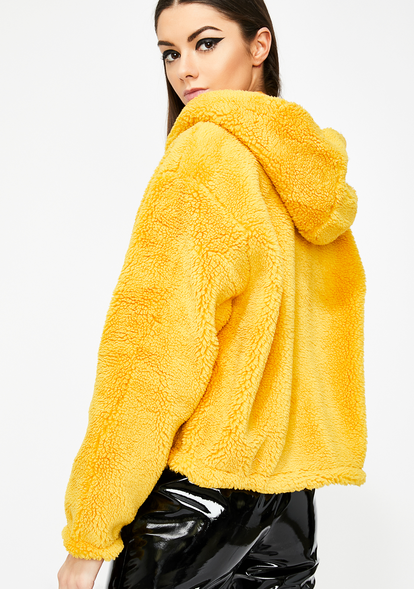 mustard teddy bear jacket