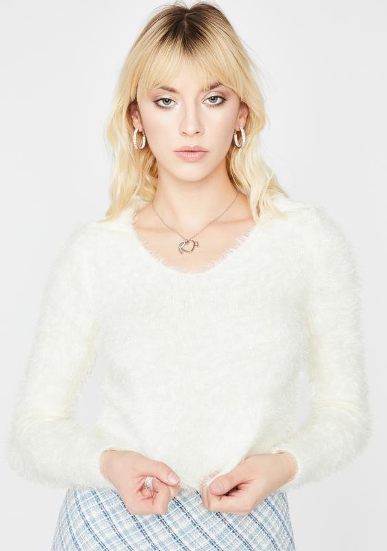 fuzzy polo sweater