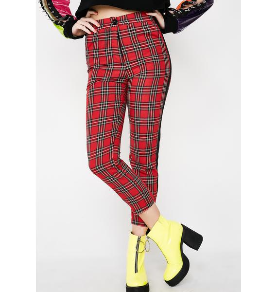 Cropped Red Plaid Trousers Dolls Kill