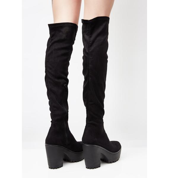 black thigh high boots platform