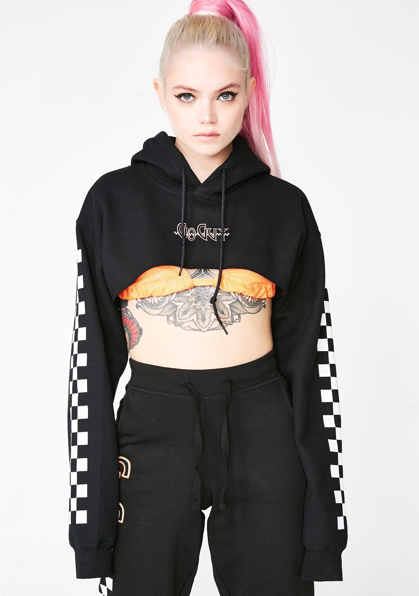 checkerboard cropped hoodie