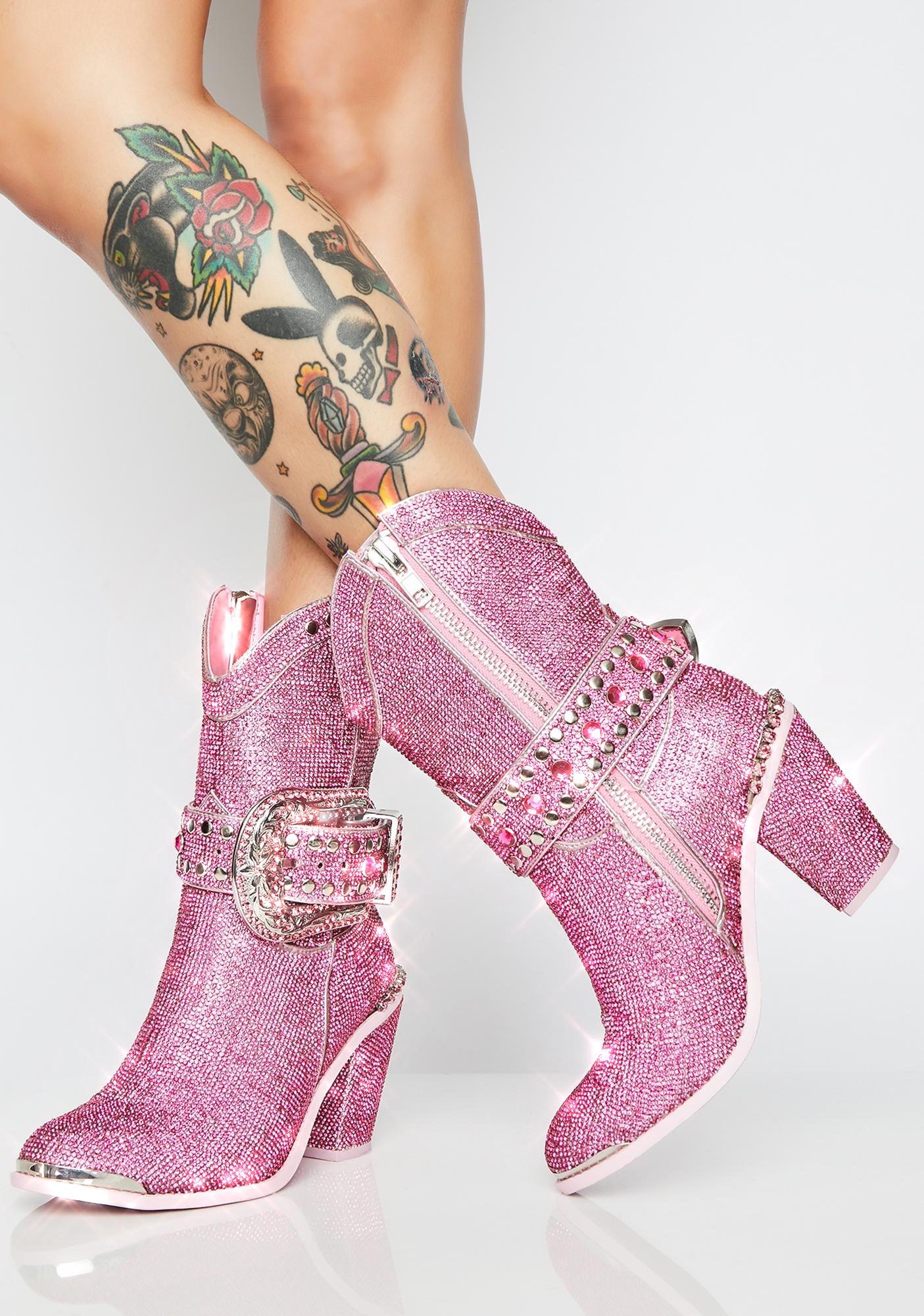 pink rhinestone boots