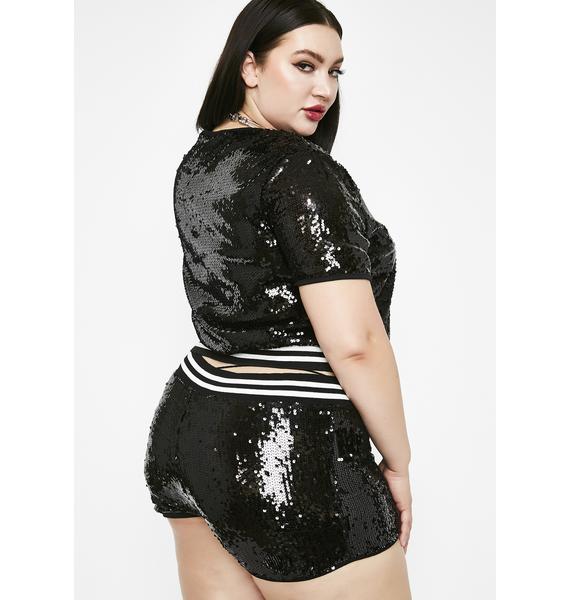 Plus Size Sequin Shorts Set Black | Dolls Kill