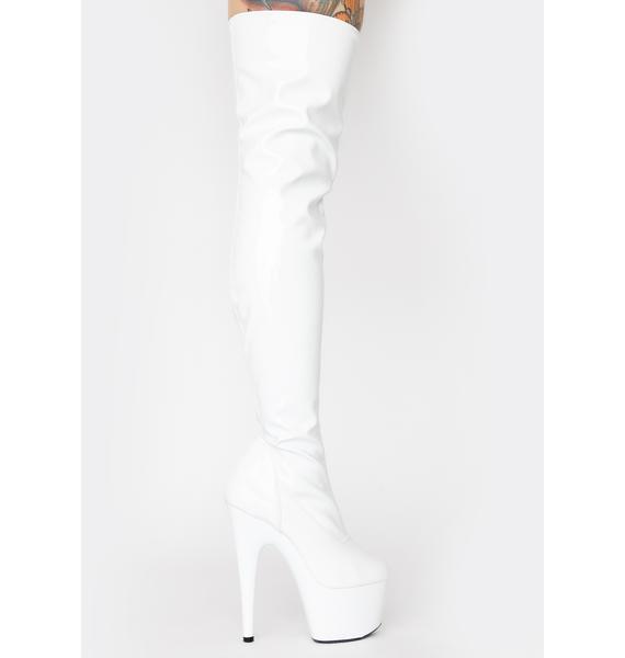 white thigh high platform boots