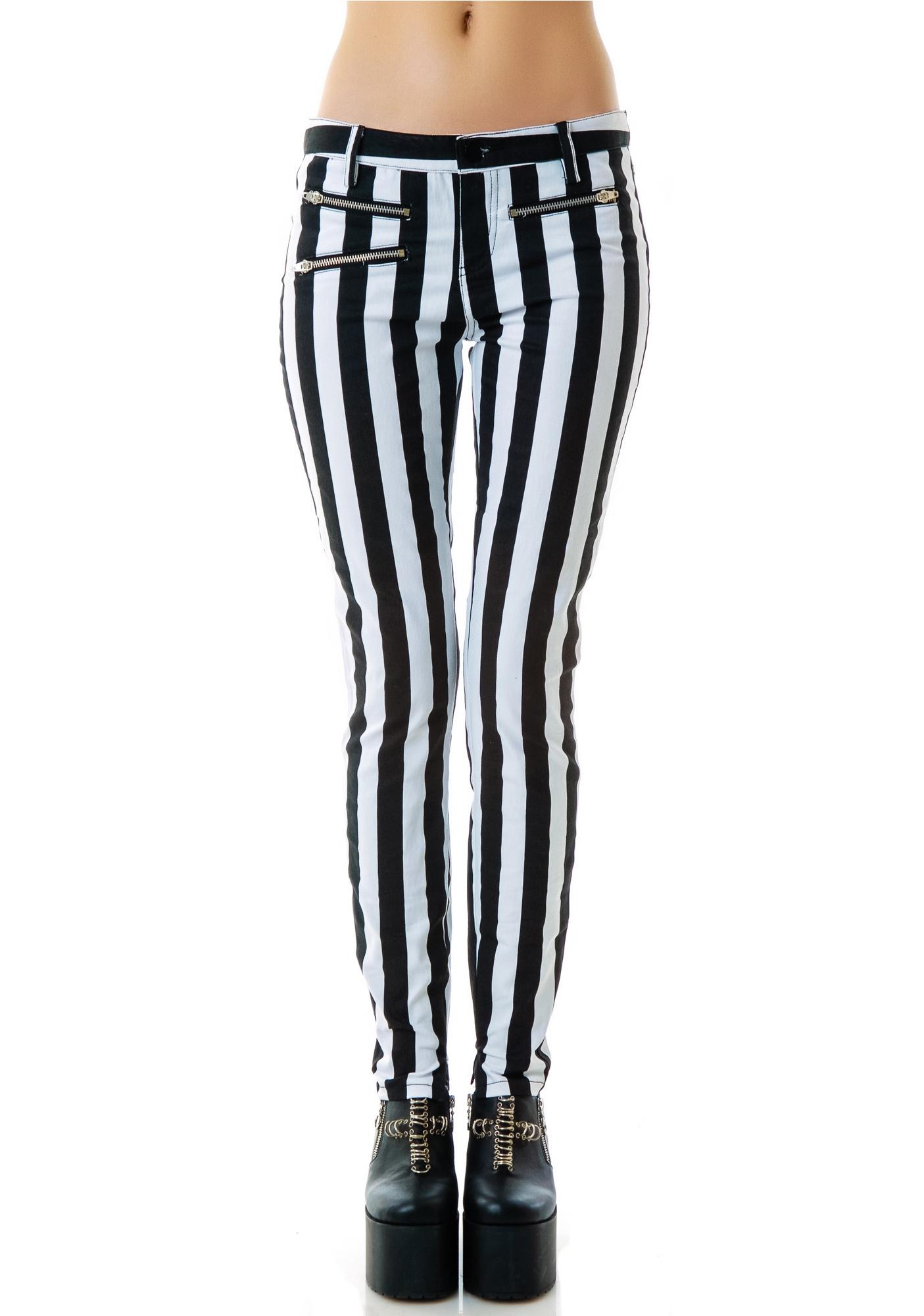 Two Faced Striped Skinny Jeans | Dolls Kill