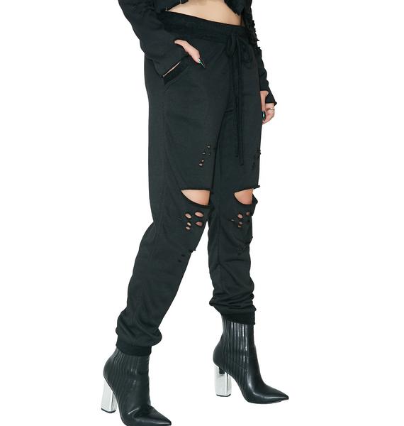 Black Distressed Sweatpants | Dolls Kill