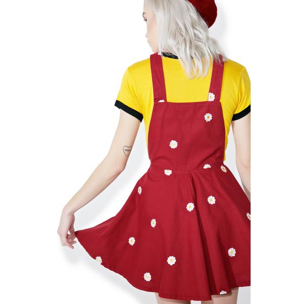 Red Daisy Overall Dress Dolls Kill