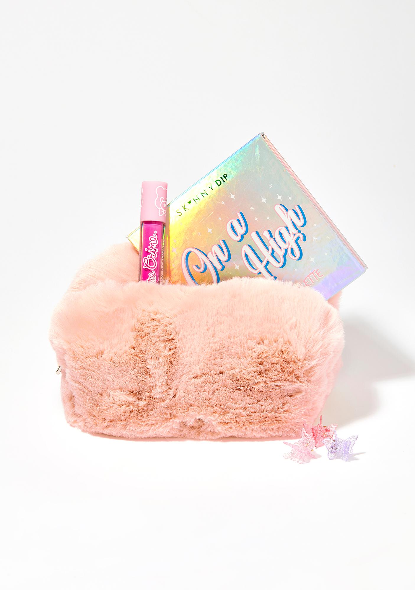 Cotton Candy Faux Fur Makeup Bag - 