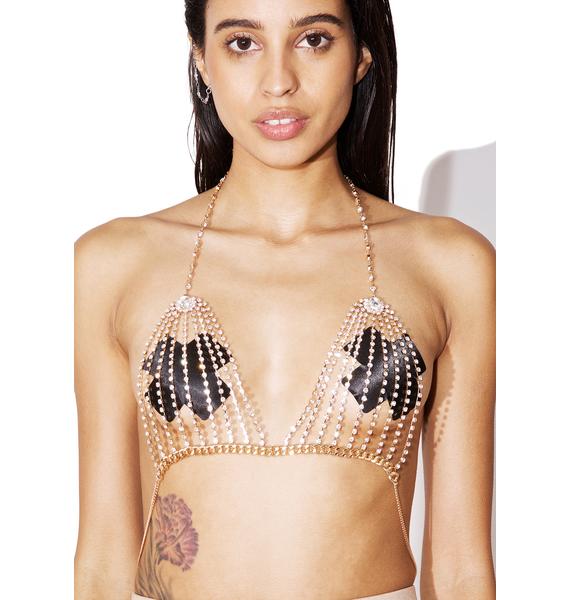 Gold Rhinestone Chain Bra Dolls Kill