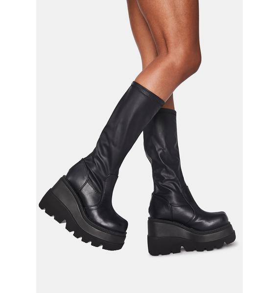 Demonia Shaker Boots 65 Vegan Leather Black Dolls Kill