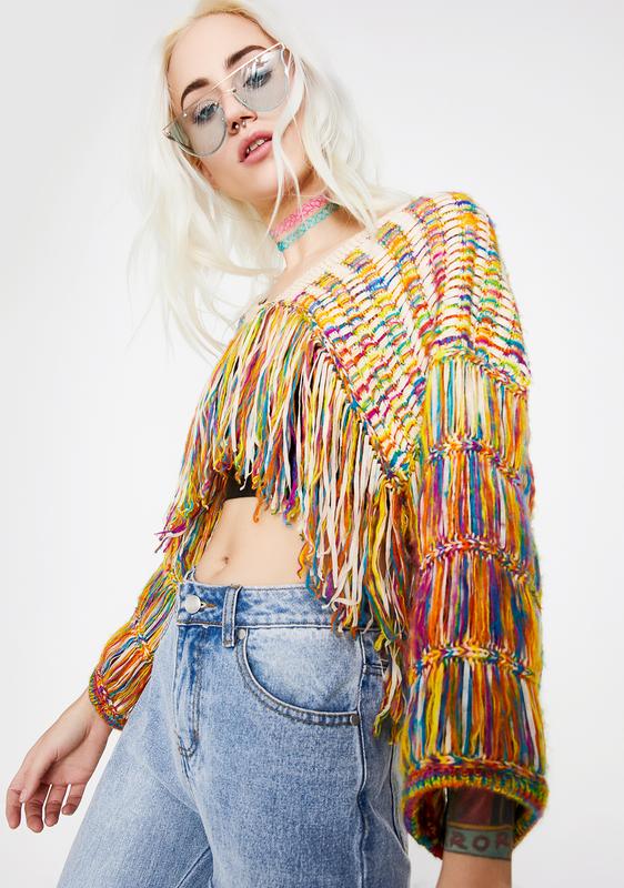 cropped fringe sweater