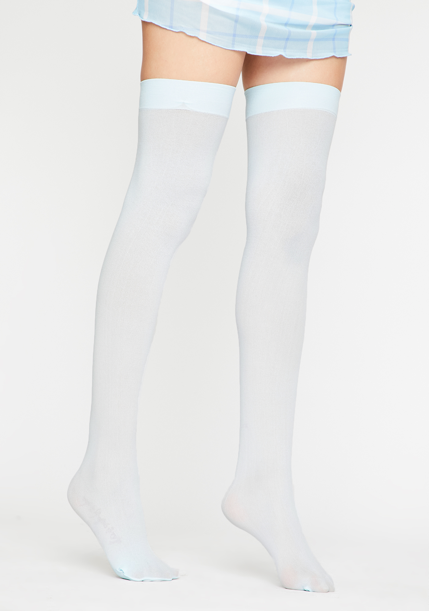 light blue thigh high socks