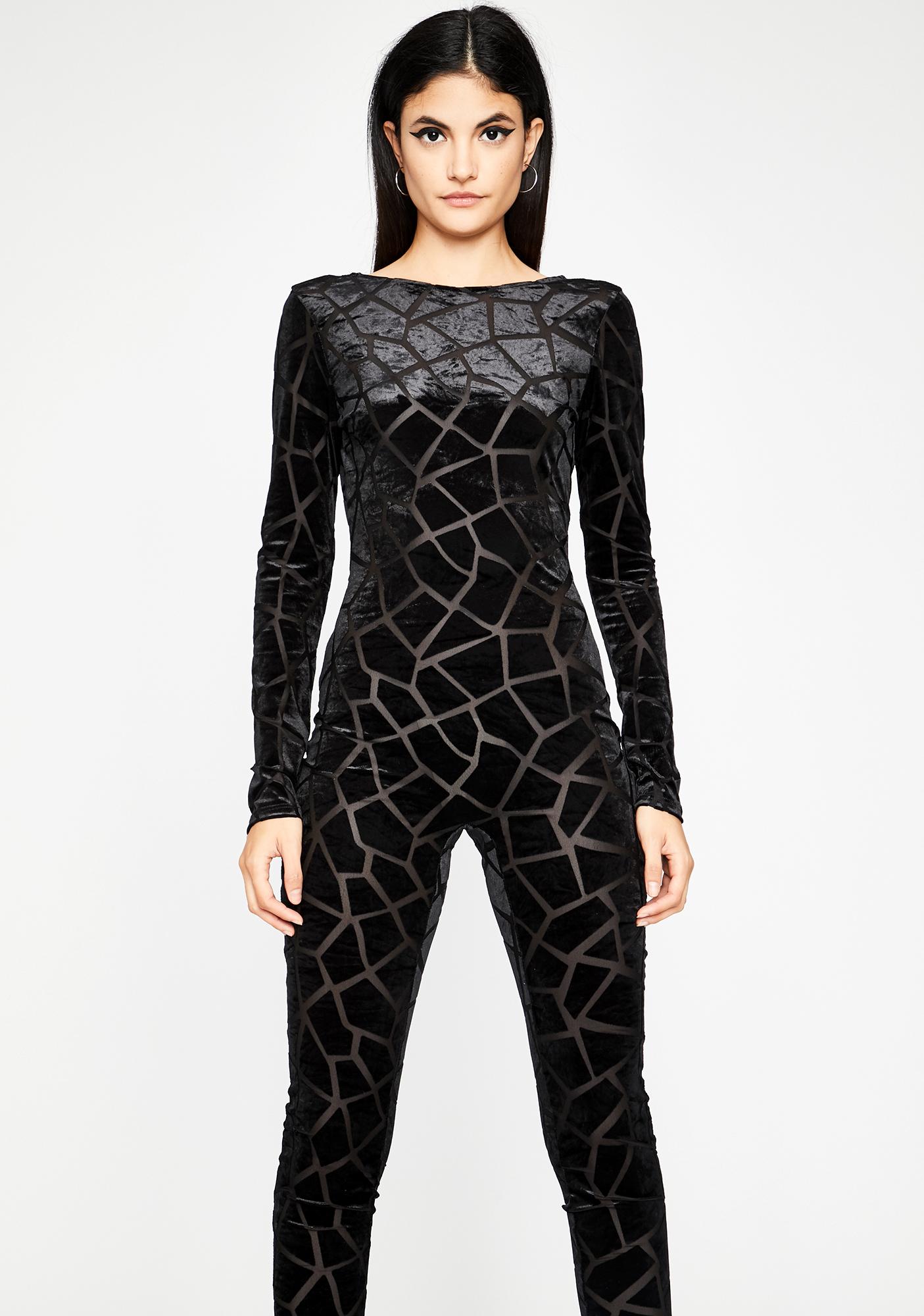 black burn out mesh jumpsuit