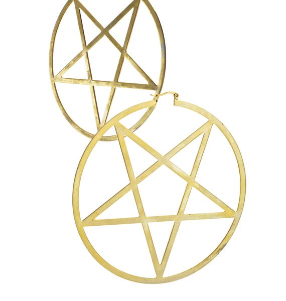 Killstar 14k Gold Pentagram Hoop Earrings Dolls Kill