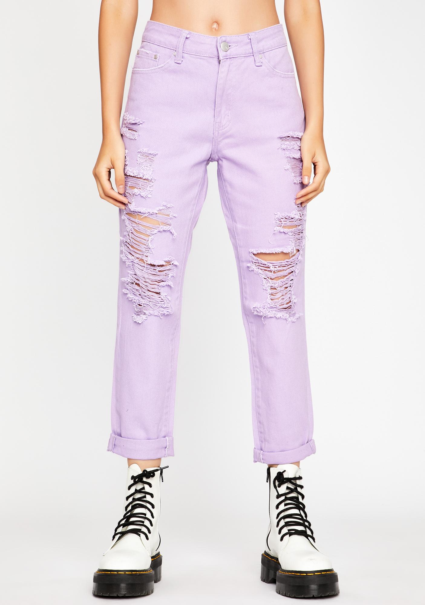 purple ripped jeans