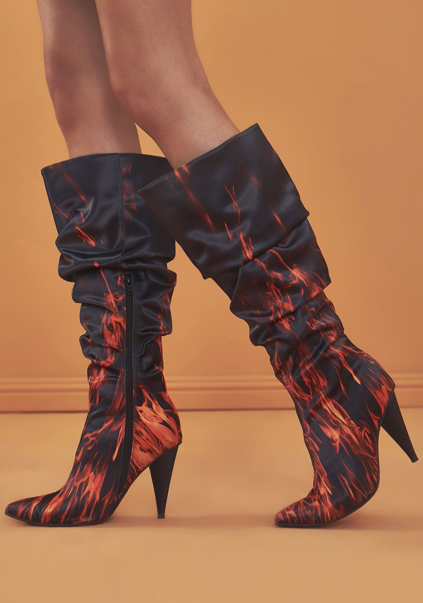 Horoscopez Flame Knee High Boots Black Dolls Kill