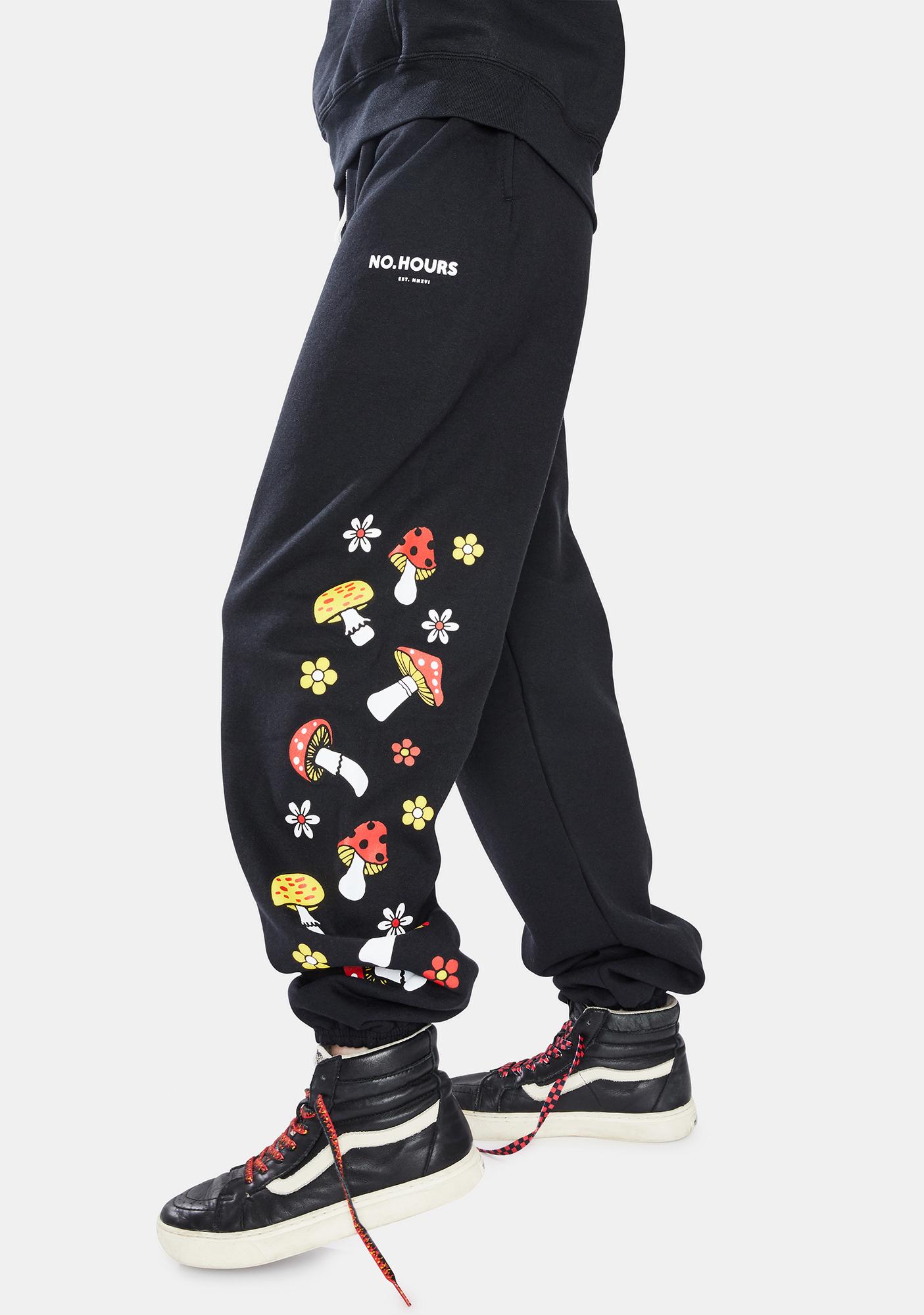black graphic sweatpants