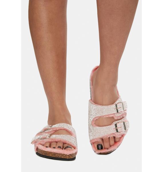 double strap rhinestone slides