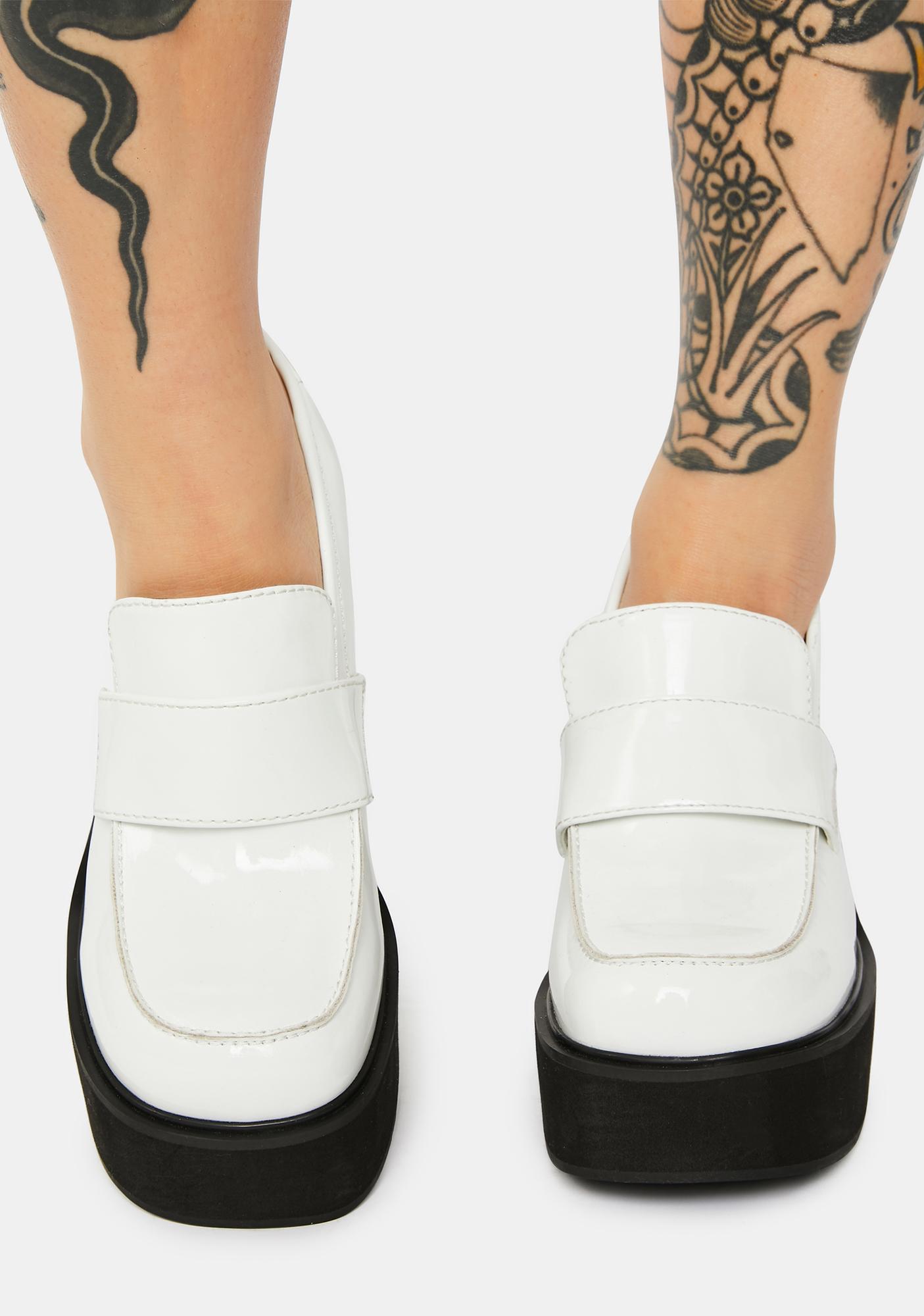 Delia's Patent Heeled Loafer White Dolls Kill