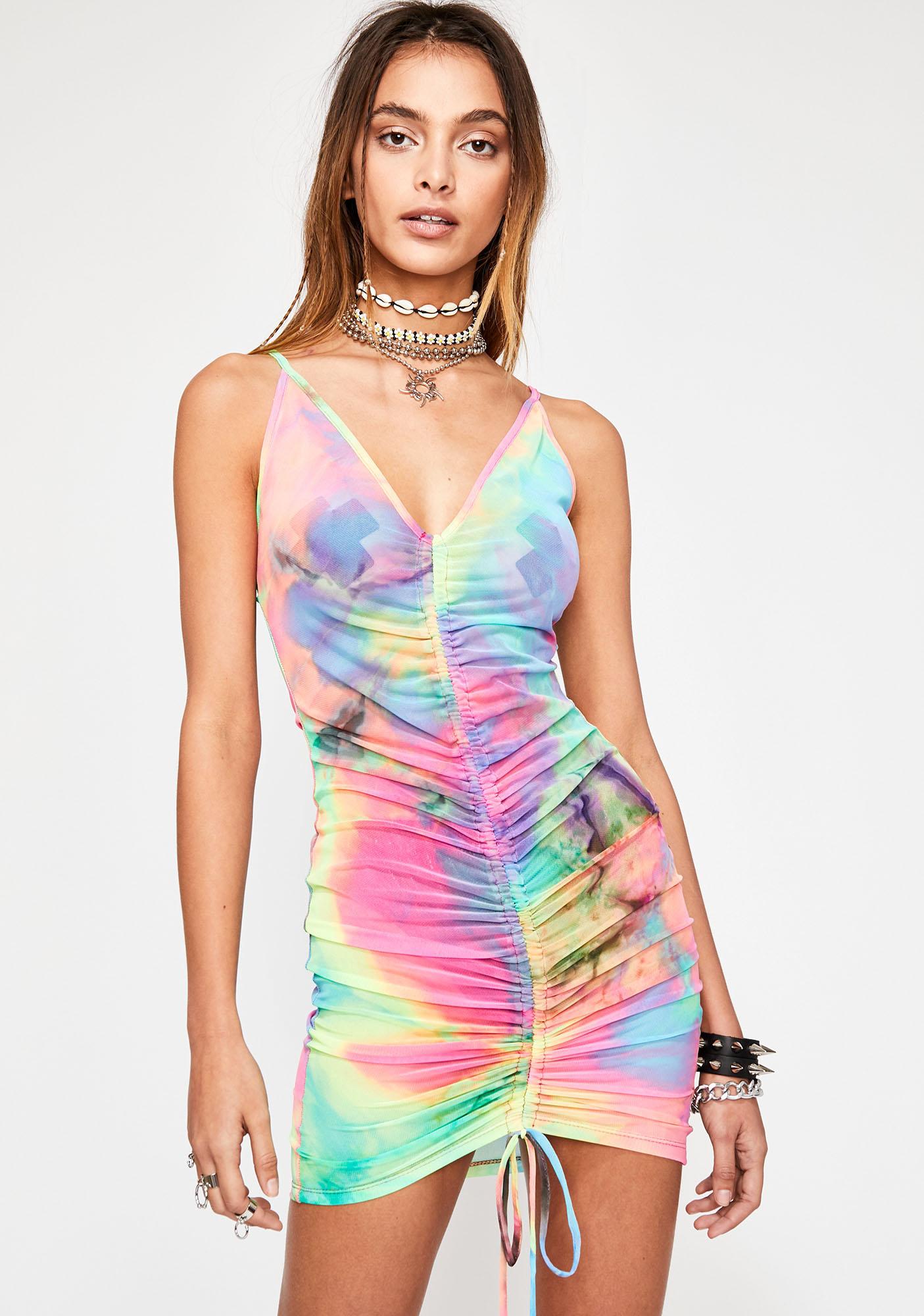 tie dye mesh dress